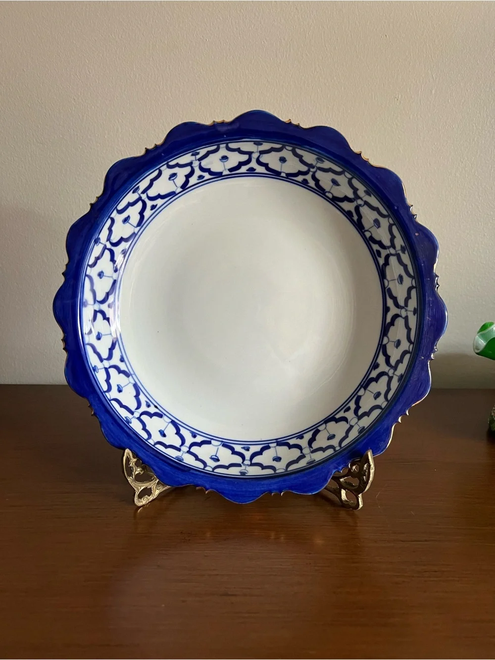 Hand-Painted Blue Ceramic Decorative Bowl